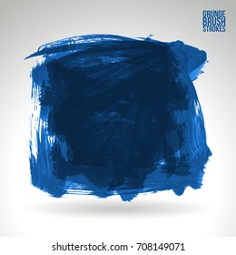 Blue brush stroke and texture. Grunge vector abstract hand - painted element. Underline and border design.