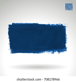 Blue brush stroke and texture. Grunge vector abstract hand - painted element. Underline and border design.