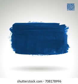 Blue brush stroke and texture. Grunge vector abstract hand - painted element. Underline and border design.