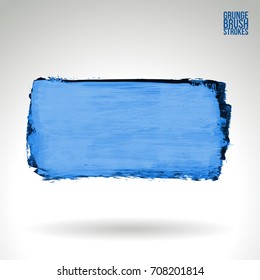 Blue brush stroke and texture. Grunge vector abstract hand - painted element. Underline and border design.