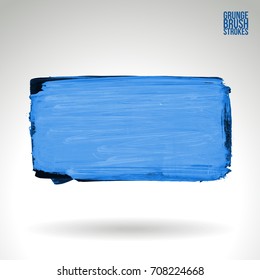 Blue brush stroke and texture. Grunge vector abstract hand - painted element. Underline and border design.