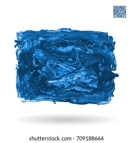 Blue brush stroke and texture. Grunge vector abstract hand - painted element. Underline and border design.