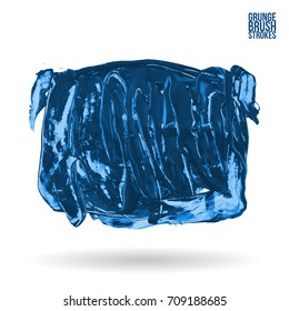 Blue brush stroke and texture. Grunge vector abstract hand - painted element. Underline and border design.