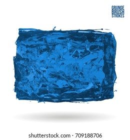 Blue brush stroke and texture. Grunge vector abstract hand - painted element. Underline and border design.