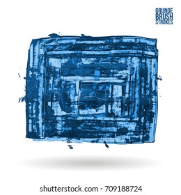 Blue brush stroke and texture. Grunge vector abstract hand - painted element. Underline and border design.