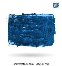 Blue brush stroke and texture. Grunge vector abstract hand - painted element. Underline and border design.