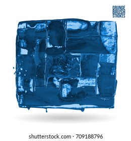 Blue brush stroke and texture. Grunge vector abstract hand - painted element. Underline and border design.