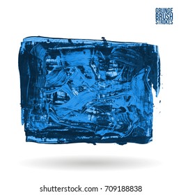 Blue brush stroke and texture. Grunge vector abstract hand - painted element. Underline and border design.