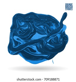 Blue brush stroke and texture. Grunge vector abstract hand - painted element. Underline and border design.