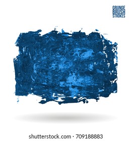Blue brush stroke and texture. Grunge vector abstract hand - painted element. Underline and border design.