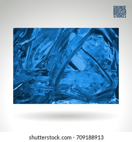 Blue brush stroke and texture. Grunge vector abstract hand - painted element. Underline and border design.
