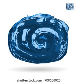 Blue brush stroke and texture. Grunge vector abstract hand - painted element. Underline and border design.