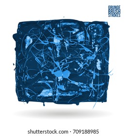 Blue brush stroke and texture. Grunge vector abstract hand - painted element. Underline and border design.