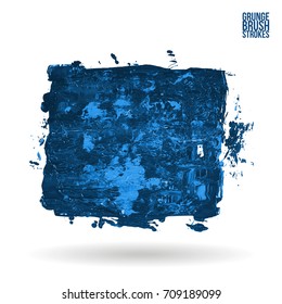 Blue brush stroke and texture. Grunge vector abstract hand - painted element. Underline and border design.