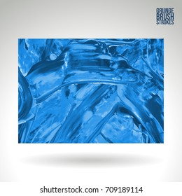 Blue brush stroke and texture. Grunge vector abstract hand - painted element. Underline and border design.