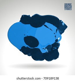 Blue brush stroke and texture. Grunge vector abstract hand - painted element. Underline and border design.