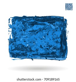 Blue brush stroke and texture. Grunge vector abstract hand - painted element. Underline and border design.