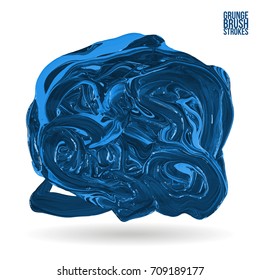 Blue brush stroke and texture. Grunge vector abstract hand - painted element. Underline and border design.