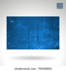 Blue brush stroke and texture. Grunge vector abstract hand - painted element. Underline and border design.