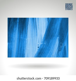 Blue brush stroke and texture. Grunge vector abstract hand - painted element. Underline and border design.