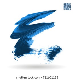 Blue brush stroke and texture. Grunge vector abstract hand - painted element. Underline and border design.