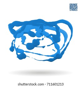 Blue brush stroke and texture. Grunge vector abstract hand - painted element. Underline and border design.