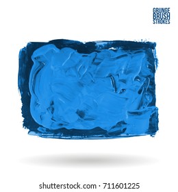 Blue brush stroke and texture. Grunge vector abstract hand - painted element. Underline and border design.