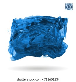 Blue brush stroke and texture. Grunge vector abstract hand - painted element. Underline and border design.