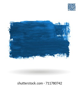Blue brush stroke and texture. Grunge vector abstract hand - painted element. Underline and border design.