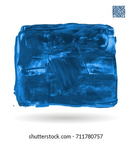 Blue brush stroke and texture. Grunge vector abstract hand - painted element. Underline and border design.