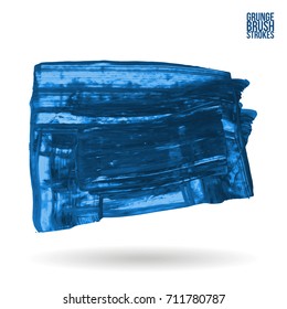 Blue brush stroke and texture. Grunge vector abstract hand - painted element. Underline and border design.
