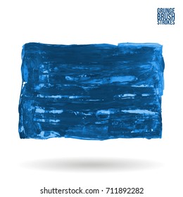 Blue brush stroke and texture. Grunge vector abstract hand - painted element. Underline and border design.