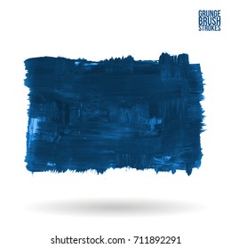 Blue brush stroke and texture. Grunge vector abstract hand - painted element. Underline and border design.