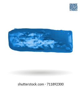 Blue brush stroke and texture. Grunge vector abstract hand - painted element. Underline and border design.