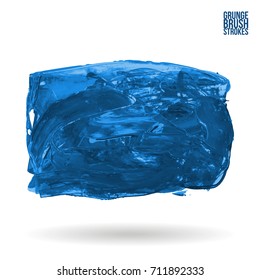 Blue brush stroke and texture. Grunge vector abstract hand - painted element. Underline and border design.