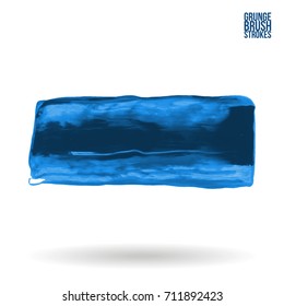 Blue brush stroke and texture. Grunge vector abstract hand - painted element. Underline and border design.