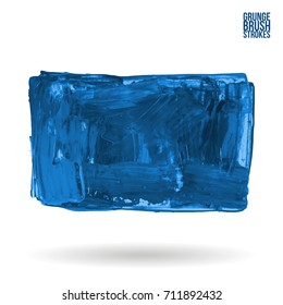 Blue brush stroke and texture. Grunge vector abstract hand - painted element. Underline and border design.