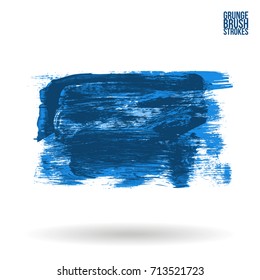 Blue brush stroke and texture. Grunge vector abstract hand - painted element. Underline and border design.