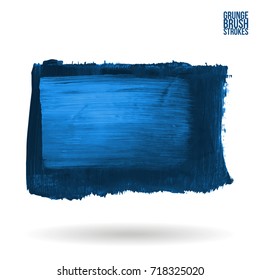 Blue brush stroke and texture. Grunge vector abstract hand - painted element. Underline and border design.