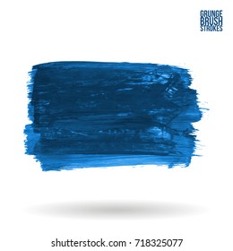 Blue brush stroke and texture. Grunge vector abstract hand - painted element. Underline and border design.