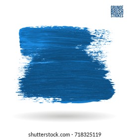 Blue brush stroke and texture. Grunge vector abstract hand - painted element. Underline and border design.