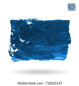 Blue brush stroke and texture. Grunge vector abstract hand - painted element. Underline and border design.