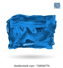 Blue brush stroke and texture. Grunge vector abstract hand - painted element. Underline and border design.