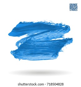 Blue brush stroke and texture. Grunge vector abstract hand - painted element. Underline and border design.