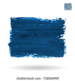 Blue brush stroke and texture. Grunge vector abstract hand - painted element. Underline and border design.