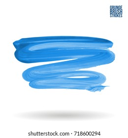 Blue brush stroke and texture. Grunge vector abstract hand - painted element. Underline and border design.