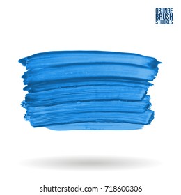 Blue brush stroke and texture. Grunge vector abstract hand - painted element. Underline and border design.