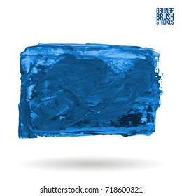 Blue brush stroke and texture. Grunge vector abstract hand - painted element. Underline and border design.