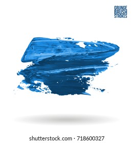 Blue brush stroke and texture. Grunge vector abstract hand - painted element. Underline and border design.