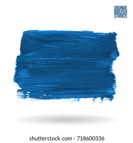 Blue brush stroke and texture. Grunge vector abstract hand - painted element. Underline and border design.